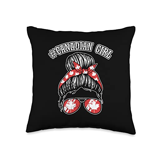 Canadian Girl | Canada Flag | Maple Leaf Canadian Girl Throw Pillow