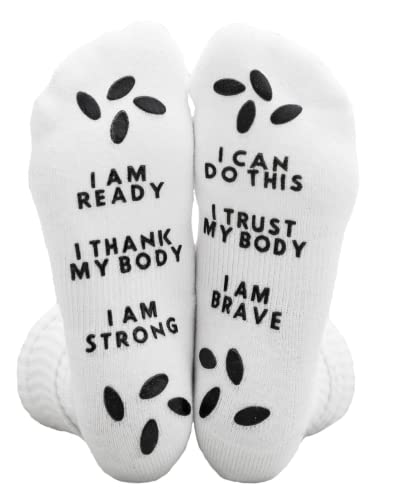 Image of Sunflower Motherhood Affirmation Hospital Socks For Labor and Delivery - Non Skid Grip Socks For Moms
