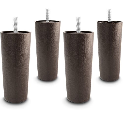 Choice Parts - 5 Inch Dark Walnut Plastic Tapered Sofa Legs, Set of