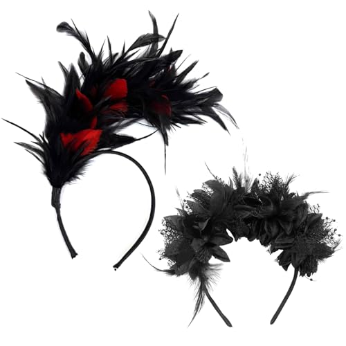 2 Morceaux De Bande De Cheveux En Plumes, Accessoires De Cheveux Personnalisés Rétro, Bandeaux Élés, Accessoires De Vêtements, Adaptés Aux Cocktails, Aux...