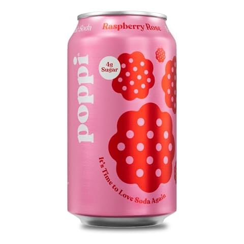 POPPI Sparkling Prebiotic Soda, Beverages w/Apple Cider Vinegar, Seltzer Water & Fruit Juice, Raspberry Rose, 12oz (12 Pack) (Packaging May Vary) Cover