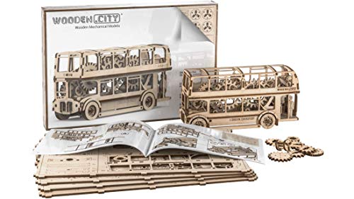 Puzzle 3D Mécanique Modèle en Bois "London Bus" by Wooden.City | Maquette mécanique à Construire en 3D