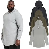 STRONGSIZE Men's Big and Tall Thermal Waffle Hoodie – Lightweight Longer Length Long Sleeve Hoodie 3-Pack Black/Grape Leaf/Heather Grey 6XL
