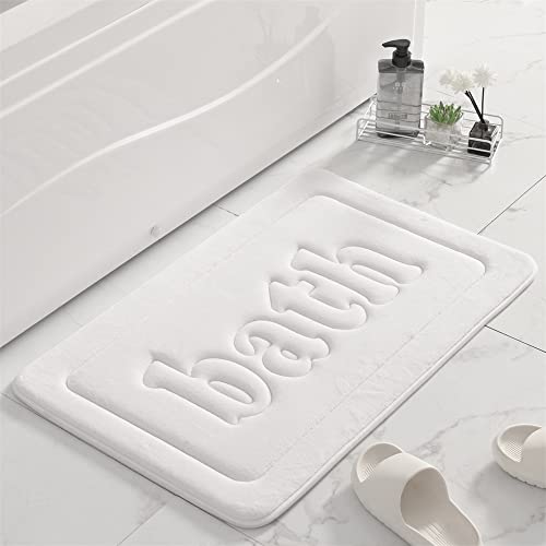 Hiseng Tapis de Bain en Mémoire Mousse, Tapis de Salle de Bains Lavable en Machine Antidérapant, Doux Couleur Unie Tapis de Bain Absorbant pour Salle de Bain...