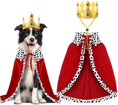 XIMISHOP 2PCS Halloween Dog King Cloak Costume，Cute Funny Hallowe...