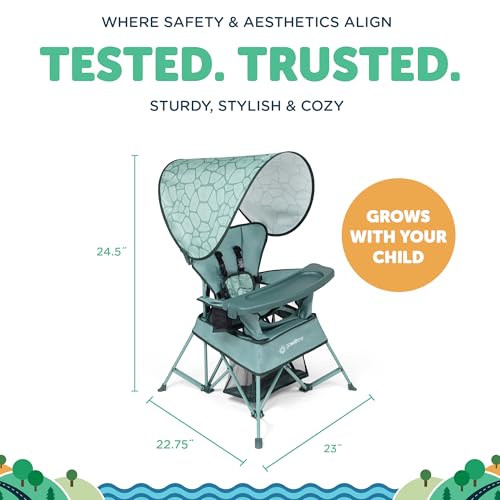 Image of Baby Delight Go with Me Venture Portable Chair | Indoor and Outdoor | Sun Canopy | 3 Child Growth Stages | Garden Green