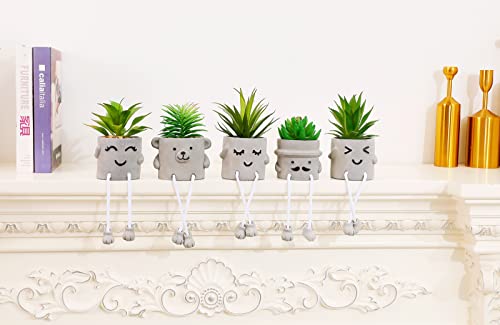 Weikani Artificial Succulents Plants Cute Hanging Leg Bear Fake Succulent Potted Plant Decor For Home Office Bedroom Livingroom Desk Bookshelf Set Of 1 #TOP5