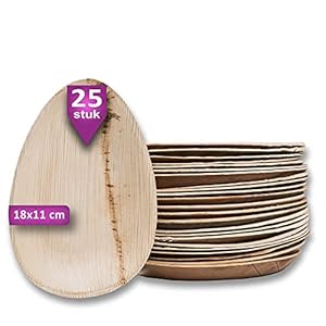 Waipur Bio Palmblad Borden – 25x Ovaal Bord 17cm – Composteerbaar Eersteklas Wegwerpservies – Milieuvriendelijke Wegwerp Bordjes – Palmblad Feest Servies