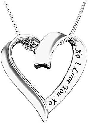 Majesto Heart Love Inspirational Necklace for Women Teen Girls - 18K White Gold-Plated - Fashion Jewelry - Prime Gift
