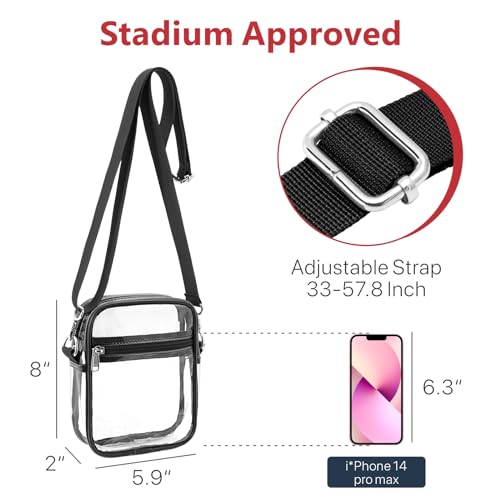 Image of PACKISM Clear Bag for Stadium Events - Clear Purses for Women Transparent Crossbody Messenger Bag for Concerts Game Day