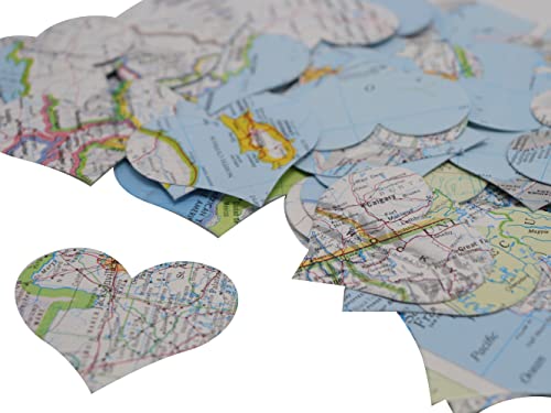 200 Vintage Atlas Map Hearts Confetti Travel Theme Wedding Table Scatter #TOP6