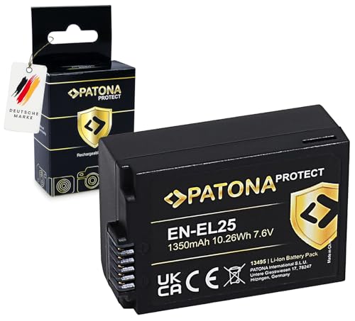 PATONA Protect akumulator EN-EL25 (1350 mAh 10,3 Wh 7,6 V) kompatybilny z Nikon Z30 Z50 II Z50II Z FC ZFC akumulator zastępczy z obudową ochronną do modeli EN-EL25a EN EL25 EL25a ENEL25