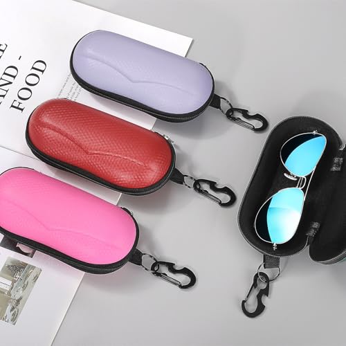 Image of MoKo Semi Hard Shell Sunglasses Case, Unisex Protective Eyeglass Case Glasses Case Holder with Metal Hanging Hook