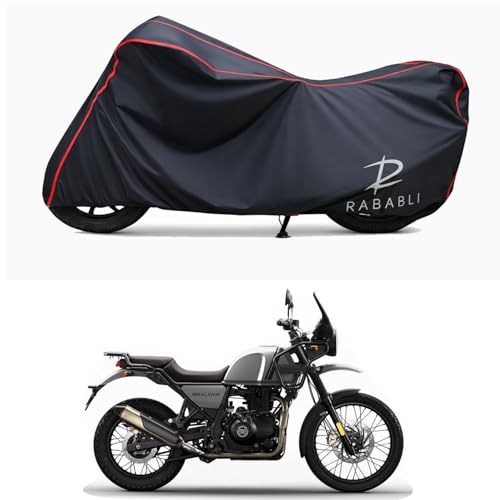Image of Waterproof Bike Body Cover Compatible for | Royal Enfie Himalayan Mirage | Taffeta Fabric, Red Piping Design, Bottom Elastic Fit | Dustproof, Sun UV & Rain Protection for All Bikes