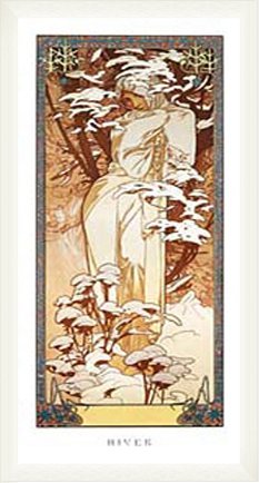 ■アルフォンヌ・ミュシャ　リトグラフ□四季〈1900年版〉冬 □アルフォンヌ・ミュシャ リトグラフ□四季〈1900年版〉冬