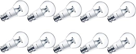 Philips Master LED 8.5W (60W) A60, B22 Bayonet Cap Bulb, Warm White, Dim Tone, Clear [Energy Class F] - 10pack