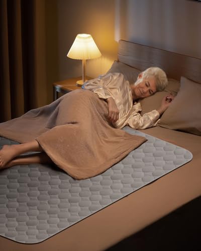 Image of Washable Bed Pads 36 inch x 72 inch - 2 Pack, Grey, Waterproof Bed Pads for Incontinence, Bed Wetting Pads for Bed, Sofa, Floor, Resuable Underpads for Adults, Seniors, Pet