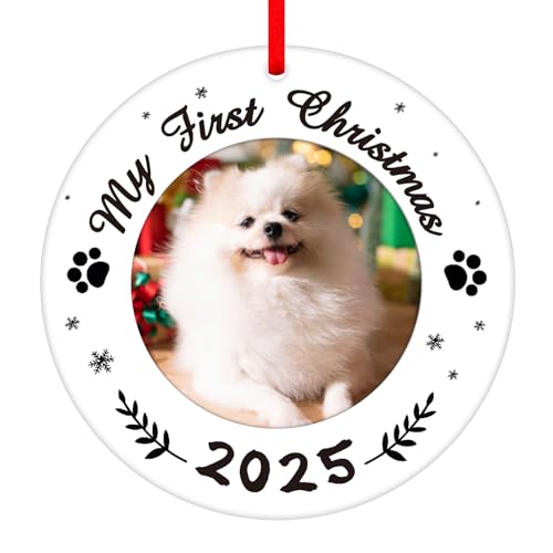 WaaHome Picture Frame Dog First Christmas Ornaments 2025 Gifts for
