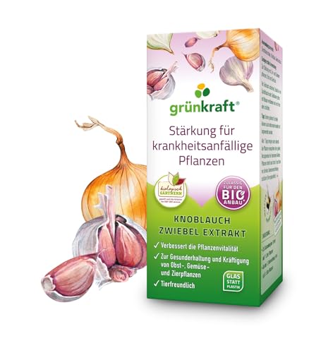 Grünkraft Extrait d'ail et d'oignon 200 ml – Concentré pour jusqu'à 40 l de solution de pulvérisation – Avec verre doseur – Fabriqué en Autriche