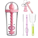 Pig Stir Tumbler Travel Cup with Straw Party Mixing Water Bottle Ice Drinking Mug Picnic Birthday...