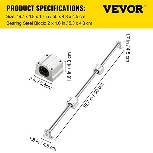Bestequip Linear Rail Slide 2Pcs 16Mm X 500Mm Linear Bearing Slide Set With 4Pcs Block Bearings Scs16Uu+4Pcs Shaft Support Linear Shaft Cnc Parts Kits For Electronic Equipment Guide Bar #TOP6
