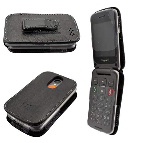 Custodia In Vera Pelle Per Gigaset AS690 - Con Clip Da Cintura E Finestra, Colore Nero - Foto 5