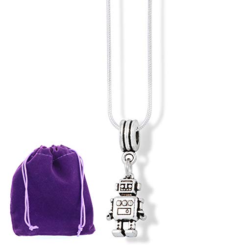 Collier chaîne serpent avec pendentif robot en métal