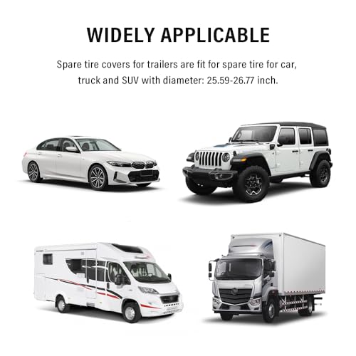 Image of Spare Tire Cover,PVC Leather RV Tire Covers with Thickened Elastic Band and Double Nails,Waterproof RV Spare Tire Cover Automotive Accessories Fit for 25-26 Inch Tires