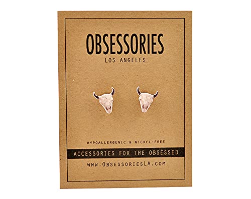 Handmade Bull Skull Stud Earrings