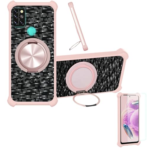 �Ή� Umidigi A9 Pro 2021 �P�[�X Phone Case [1�� 9H+�d�x���� �K���X�t�B����][360°��]���X�^���h�A�}�O�l�b�g��]CX-14-FEN