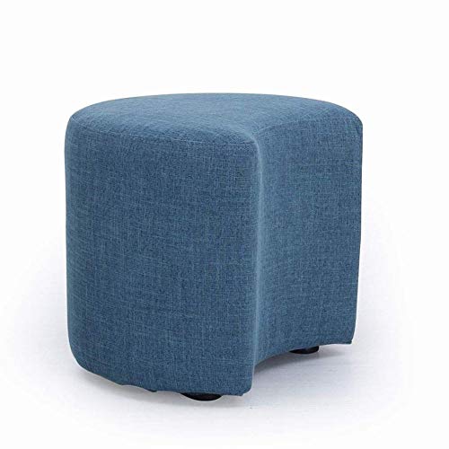 Taburete reposapiés de salón en madera y tela azul para momentos de ocio ZZ
