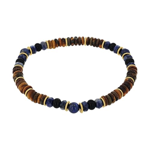 Amor Armband Edelstahl Herren Armschmuck, mit Lapis, 21 cm, Gold, Kommt in Schmuck Geschenk Box, 2040317