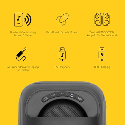 TechniSat LAUTA WUMMSBOX tragbarer Party-Lautsprecher mit Bass Boost