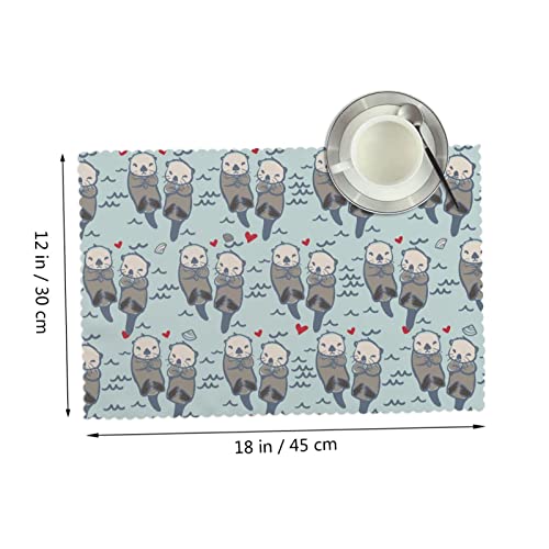 Sea Otters Place Mats,Table Mats Set Of 4,Non-Slip Table Mat For Dining Table Decor,Placemats Placemat For Holiday Banquet Kitchen Table Home Indoor Outdoor Decor,12X18Inch #TOP3