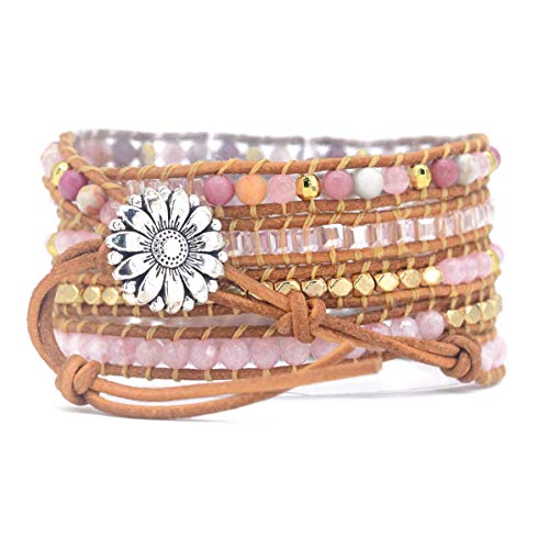 Image of Boho Wrap Bracelet for Women, Handmade Natural Imperial Jasper Multi-Layer Stone Beaded Bracelet, Bohemian Healing Crystal Stone Jewelry Gifts