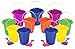 4E's Novelty 1 Dozen Beach Sand Pails and Shovels 7 inch, Assorted Colors, Sand Buckets for Kids, Sand Buckets Large,