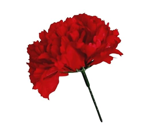 Inerra Red Carnation Picks - 50 Artificial Flowers For Floral Foam Tributes, Letters And Funeral Arrangements (Red)