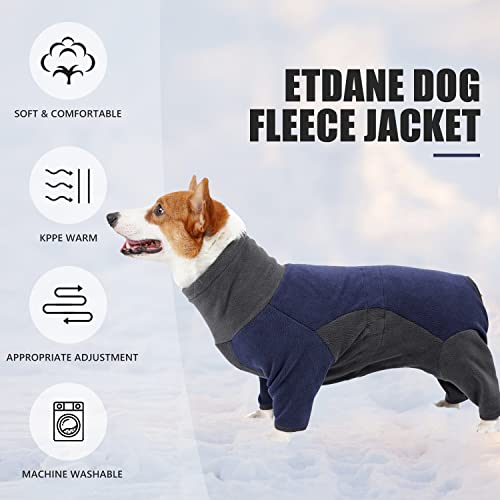 Etdane Dog Winter Coat Warm Fleece Cold Weather Jackets Full Body Shedding Onesie High Collar Pet Sweater For Small Large Medium Dogs Grey/Blue Small #TOP1