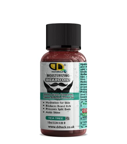 Moisturizing Beard Oil for Men With Tea Tree Fragrance – Promotes Beard Growth, Conditions & Nourishes, hydrates Skin, Repairs Dry Beard – Grooming & Styling Beard Care (10ml)