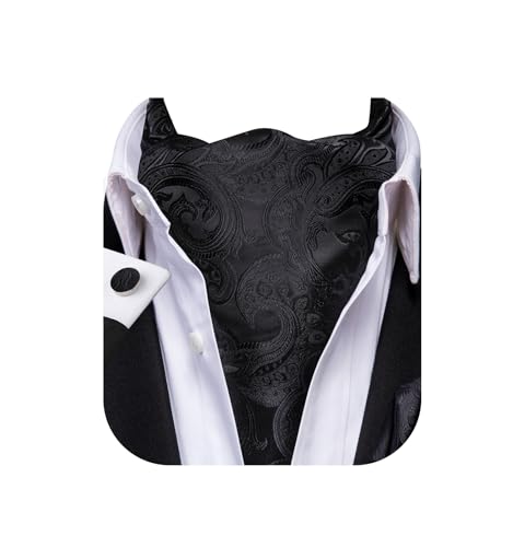 Image of Dubulle Paisley Floral Ascot for Men Self Tie Mens Cravat and Pocket Square Cufflinks Wedding
