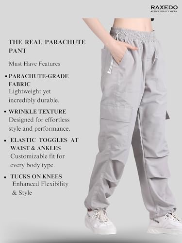 Image of Parachute Pants for Women - Water-Resistant Cargo Pants for Women | Stylish Activewear for Travel, Office, Gym, Trekking & Everyday Comfort | Korean Pants for Woman