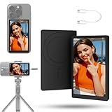 Phone Vlog Selfie Monitor, Wireless Magnetic Camera Screen with Bluetooth Remote, 1500mAh Rechargeable, for Live Streaming & Recording with iPhone/Android Rear Camera, Compatible with MagSafe