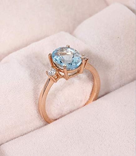 Duan Fashion Jewelry 14k Gold Filled Natural Aquamarine Crystal Ring, Blue Topaz Natural Gemstone Engagement Wedding Ring Lady Size 6-10 - Image 3