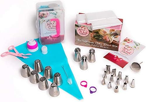 62 PCS Cake Russian decorating Tips set -Cake Decorating Tools Set/Cake Decorating Baking Supplies kit - Russian Pipping Tips Set With 3 Rose Pastry Tips,2 Leaf Nozzle,30 Pastry Icing Bags