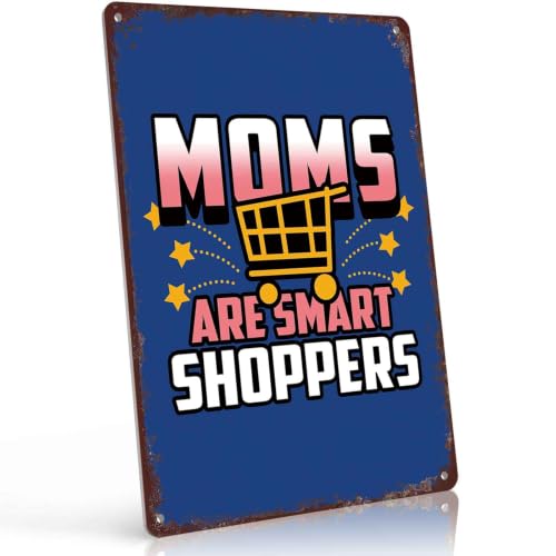 Smart Shopper Mom Retro Metal Sign Kitchen Wall Decor 8 x 12 Inch