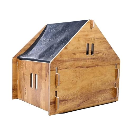Image of Wooden Dog House, Durable Outdoor Pet Shelter for Small and Medium Dogs, Weather-Resistant Wooden Kennel with Elevated Floor and Sloped Roof for Home Garden (Big)