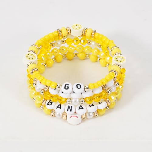 Image of Football Baseball Soccer Beaded Bracelets for Women Stackable Game Day Sports Theme Bracelet