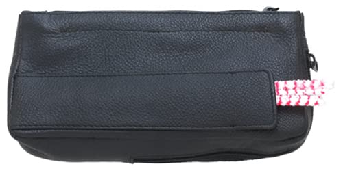 Mitchell Thomas Black Leather Deluxe Combination Tobacco Pouch Holds 1 Pipe - 9316