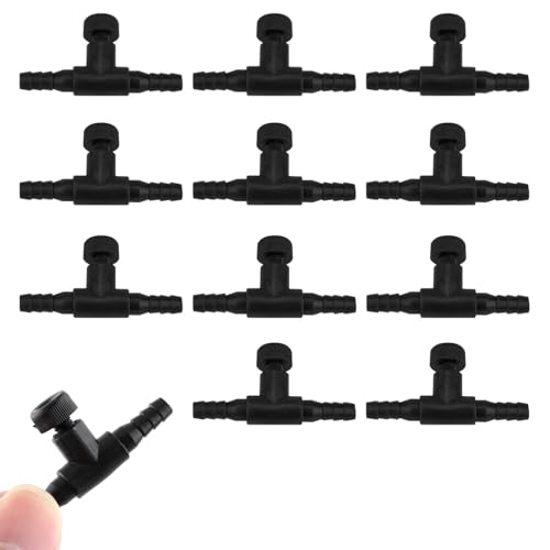 Aquarium Pompe Valve d'Air, Vanne de Régulation d'Air pour Aquarium, Valves de Contrôle d'Air Aquarium T-Forme en Tubes Connecteurs, Accessoires 2 Voies Vannes...