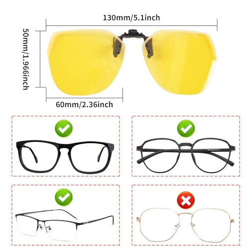 Polarized Clip-On Night Driving Glasses UV Protection Anti Glare Flip-up Clip-on Over Prescription Glasses2